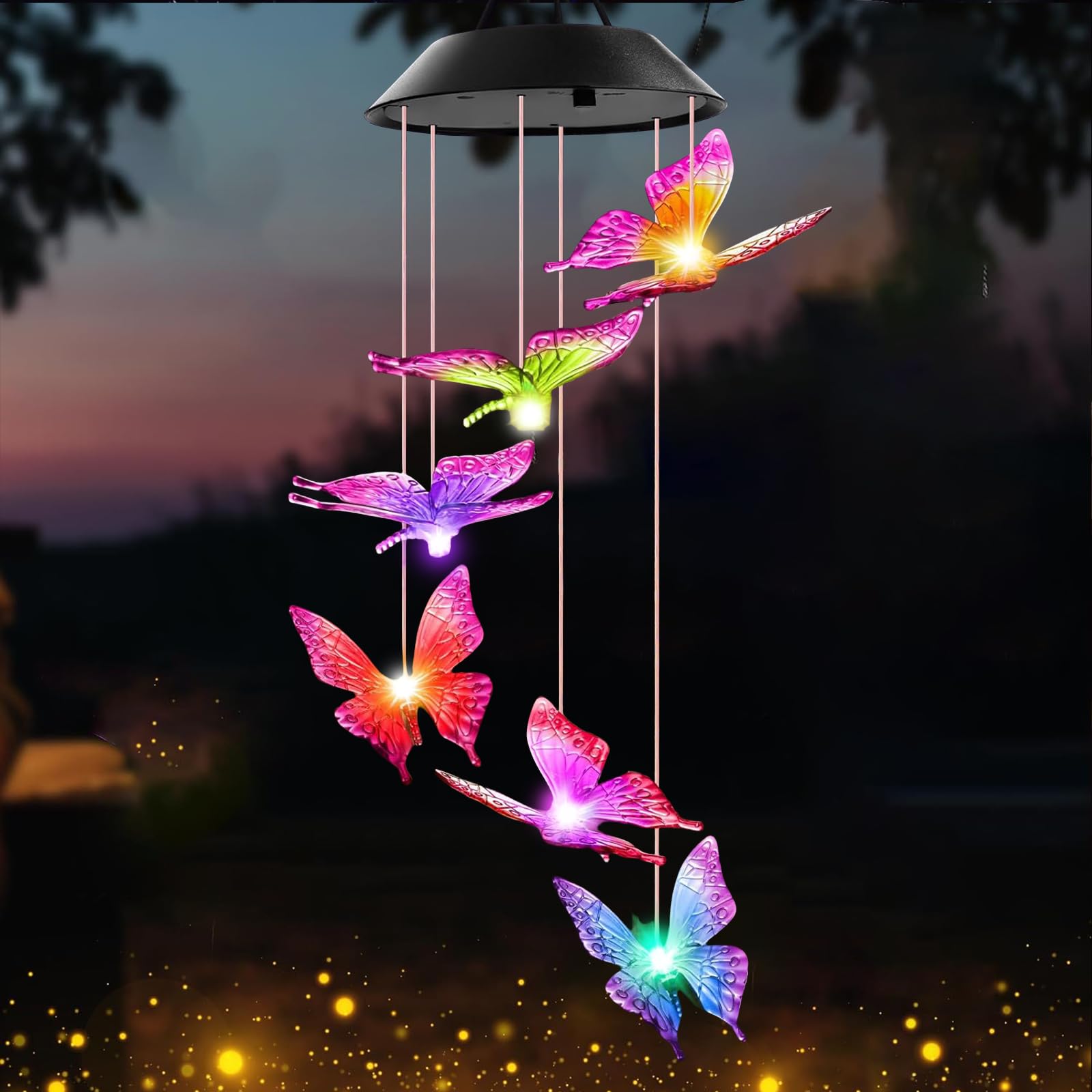 Luci Farfalla Decorazione, LED Campane a Vento, Hanging Campanella Impermeabile,Adatto per Decorazioni Esterne, Interne, Natalizie, di Halloween