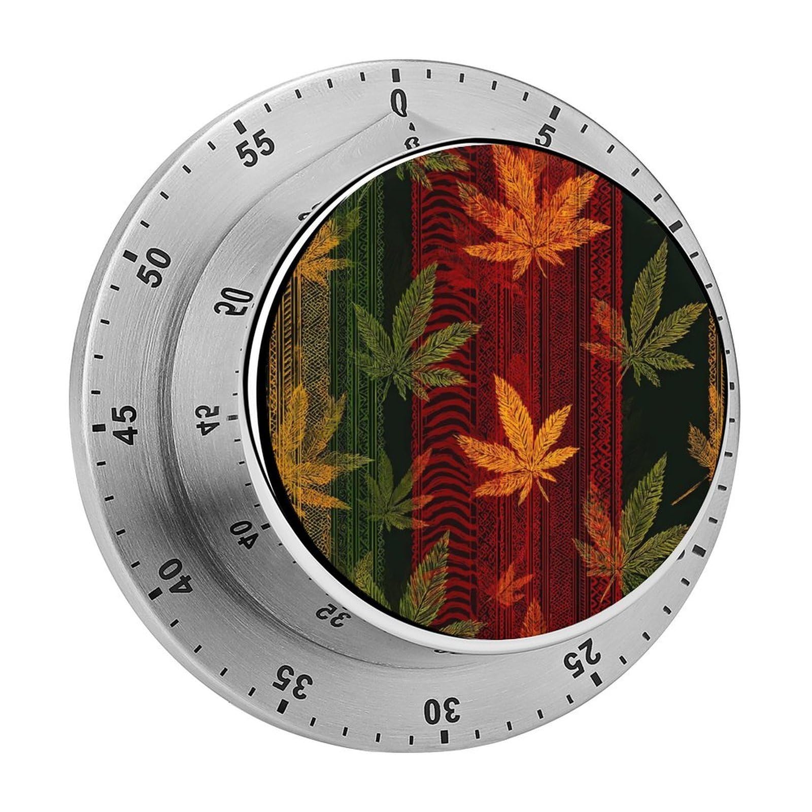 Rasta Leave Traditional Texture Mechanical Timer with Alarm for Kitchen Cooking Productivity Stainless Steel Timers