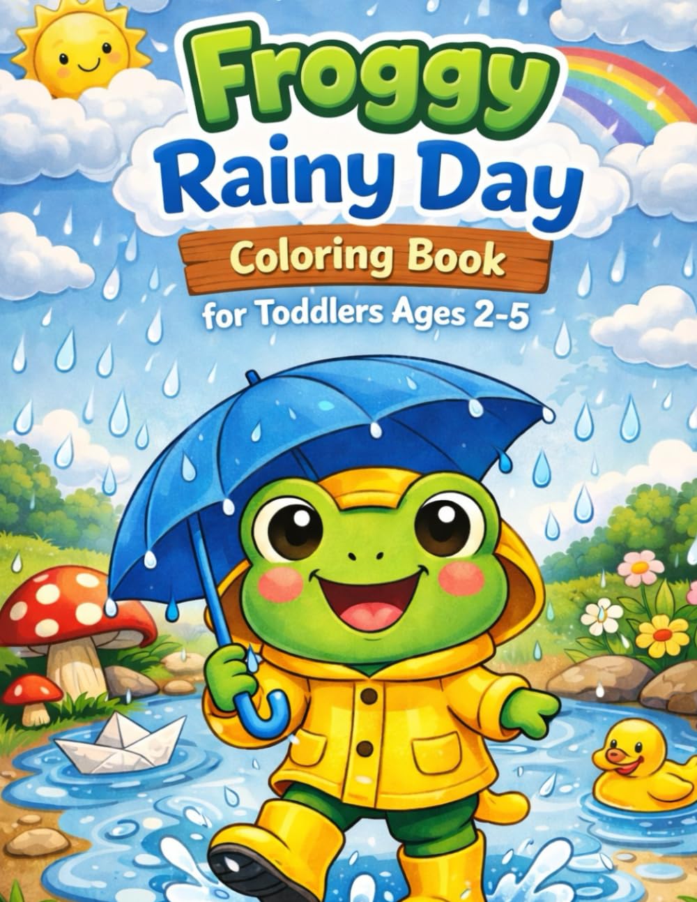 Foggy Rainy Day Coloring Book For Toddler Ages 2-5: Cute Frogs, Cozy Rain Scenes and Screen- Free Fun for Little kids