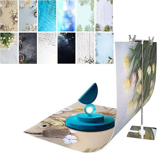 iProtech 3 piezas de 6 patrones de papel de fondo de fotografía de doble cara, impermeable, reutilizable, 34 x 23 pulgadas, fondo de mesa de fotos