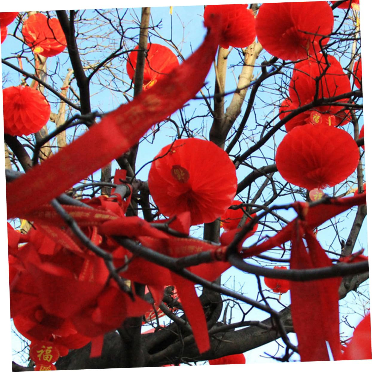 Operitacx 80 Pcs Foldable Red Paper Lanterns Festive Year Decorations for Spring Festival Parties Celebrations and Home Decor
