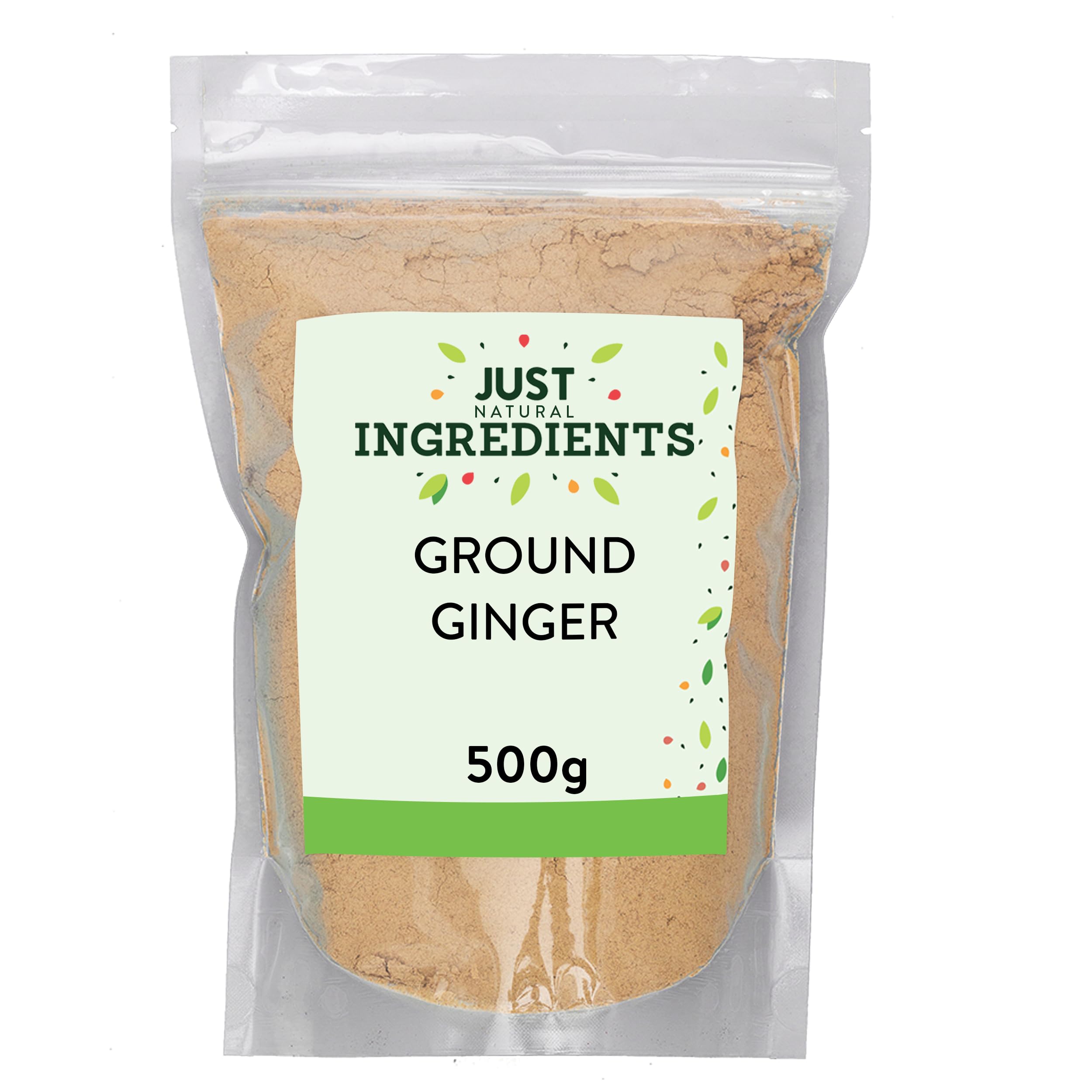 JustIngredients Premier Ginger Ground 500g, Organic Ginger Powder, Ground Spice for Cooking, Curry, Sauces, Seasoning, Herbal Supplement, Indian Spice