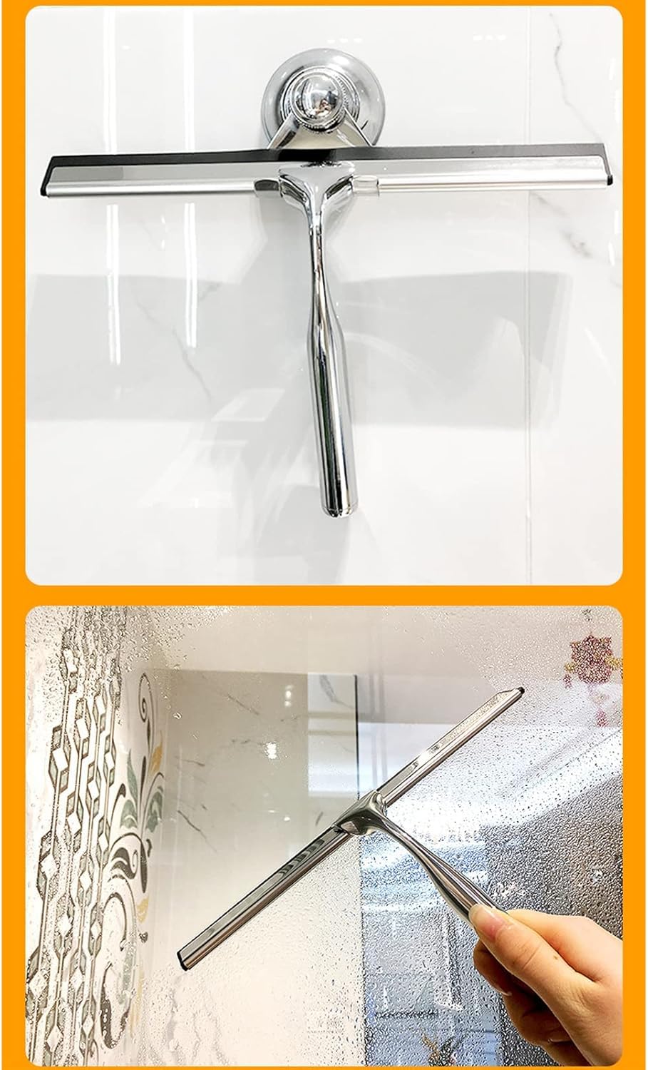 Limpiador De Mamparas De Ducha De Acero Inoxidable Herramienta De Limpieza De Vidrios Cepillo De Vidrio Raspador De Piso De Baldosas De Baño, Cylindrical Rose Gold 25cm, One-Size