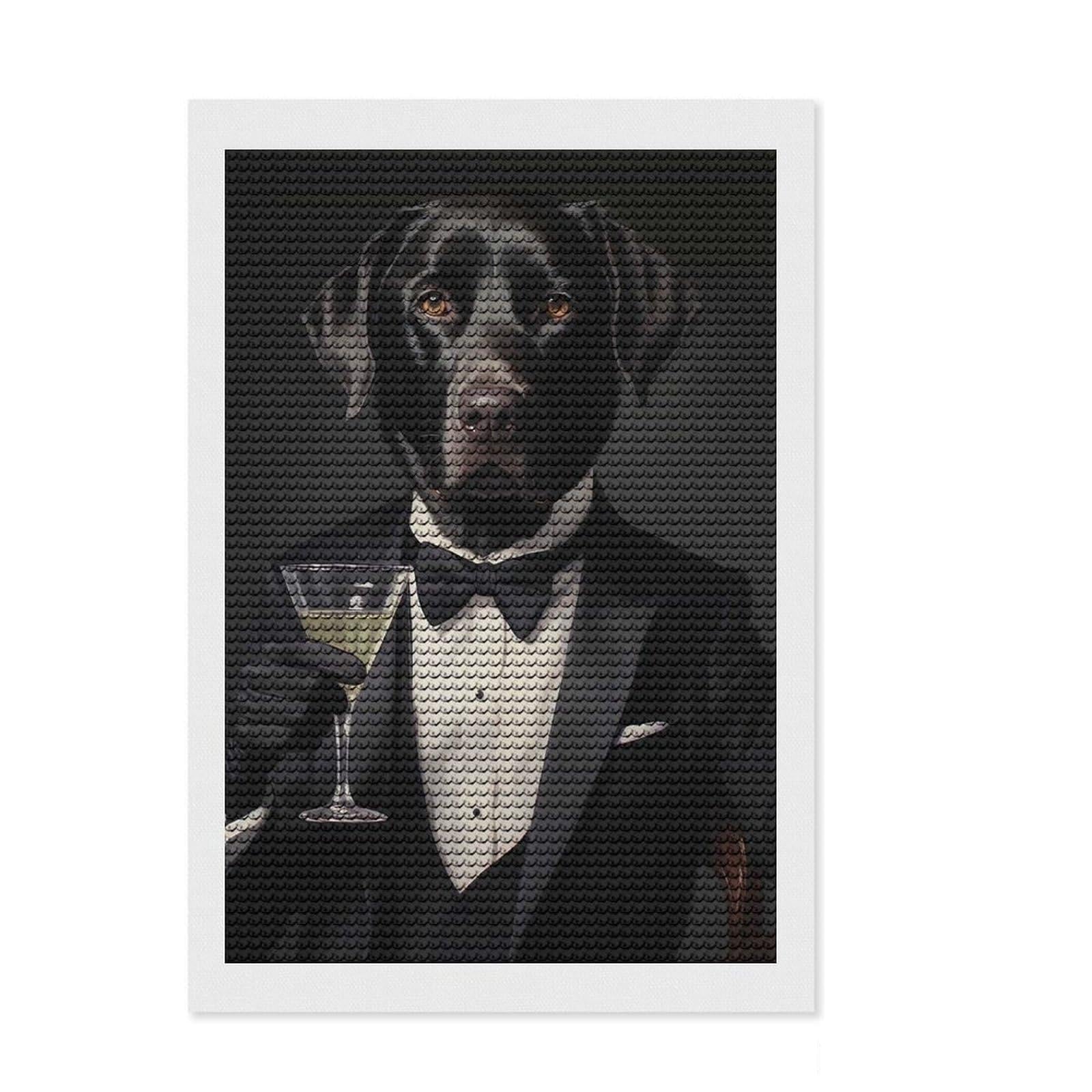 Junmoney Labrador Retrievers Dog Diamond Painting Set 8"x12", Mindful Craft Activity, Sparkling Round Gems, Living Room Decor, Birthday Gift