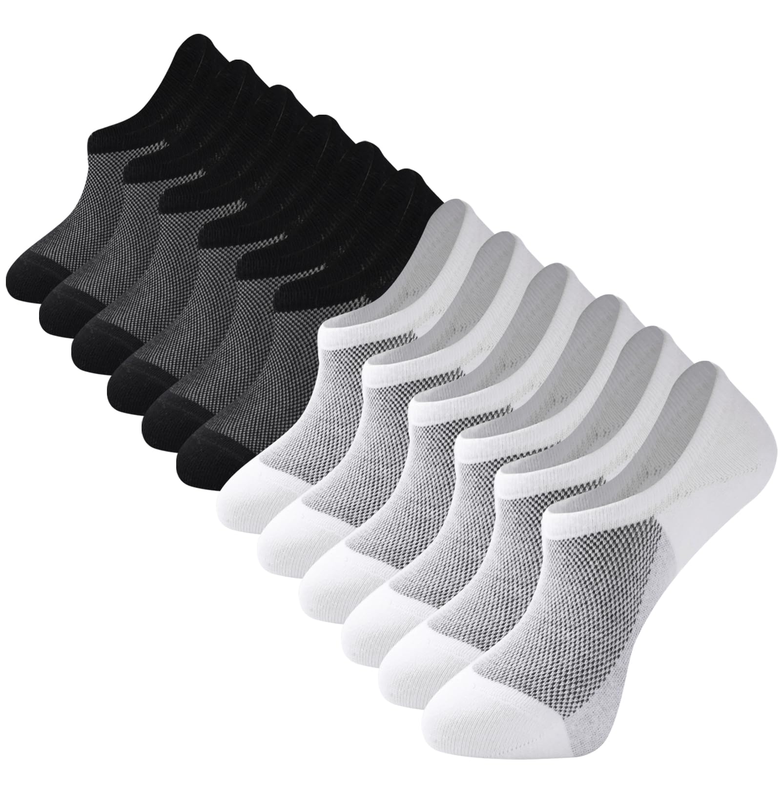 Horuru No Show Socks for Men, Low Cut Ankle Invisible Cotton Socks for Loafer, Non Slip Size 9-11/10-13
