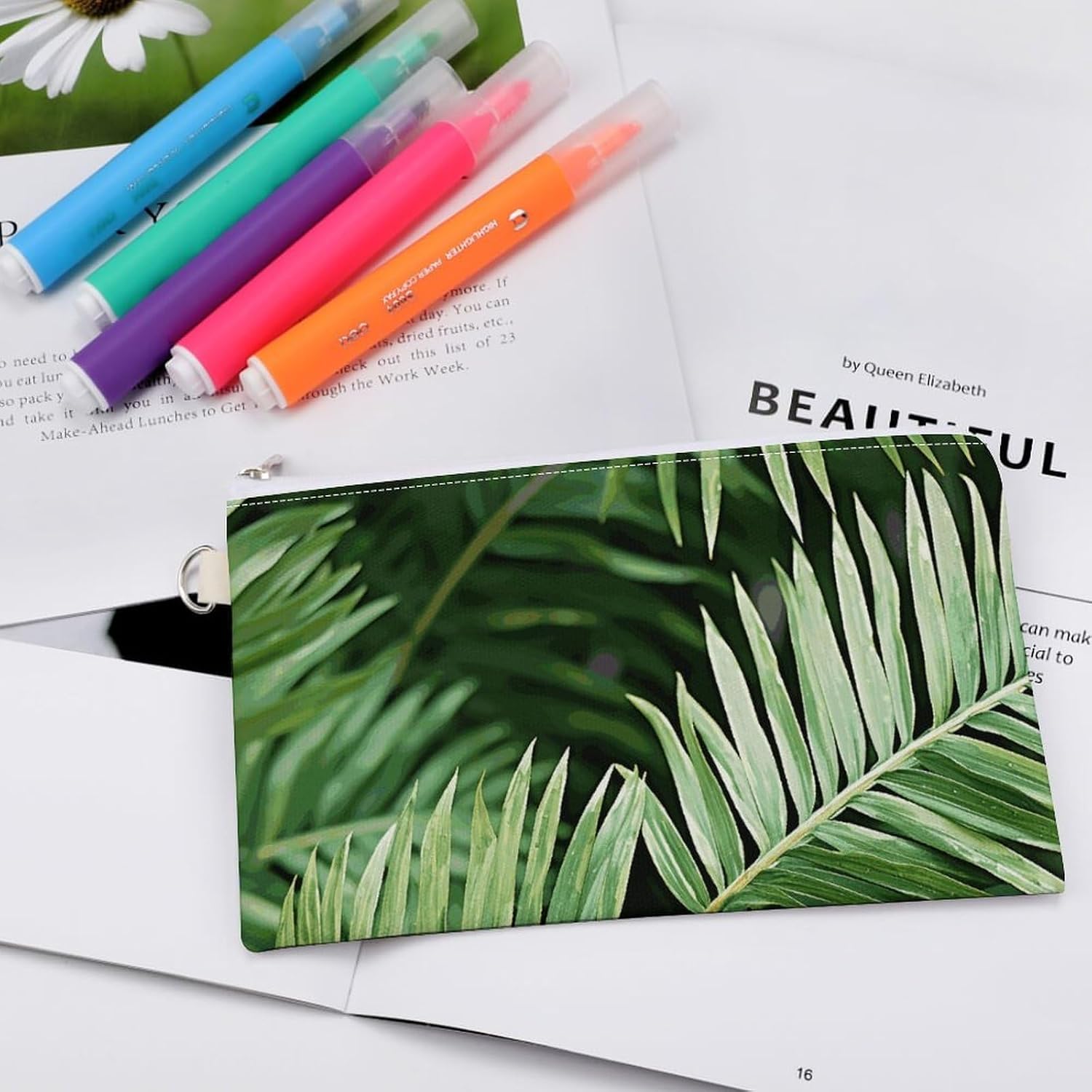 Palm Tree Leaves Coin Purse Mini Coin Pocket Pouch Change Holder for Men Women Portable Change Wallet