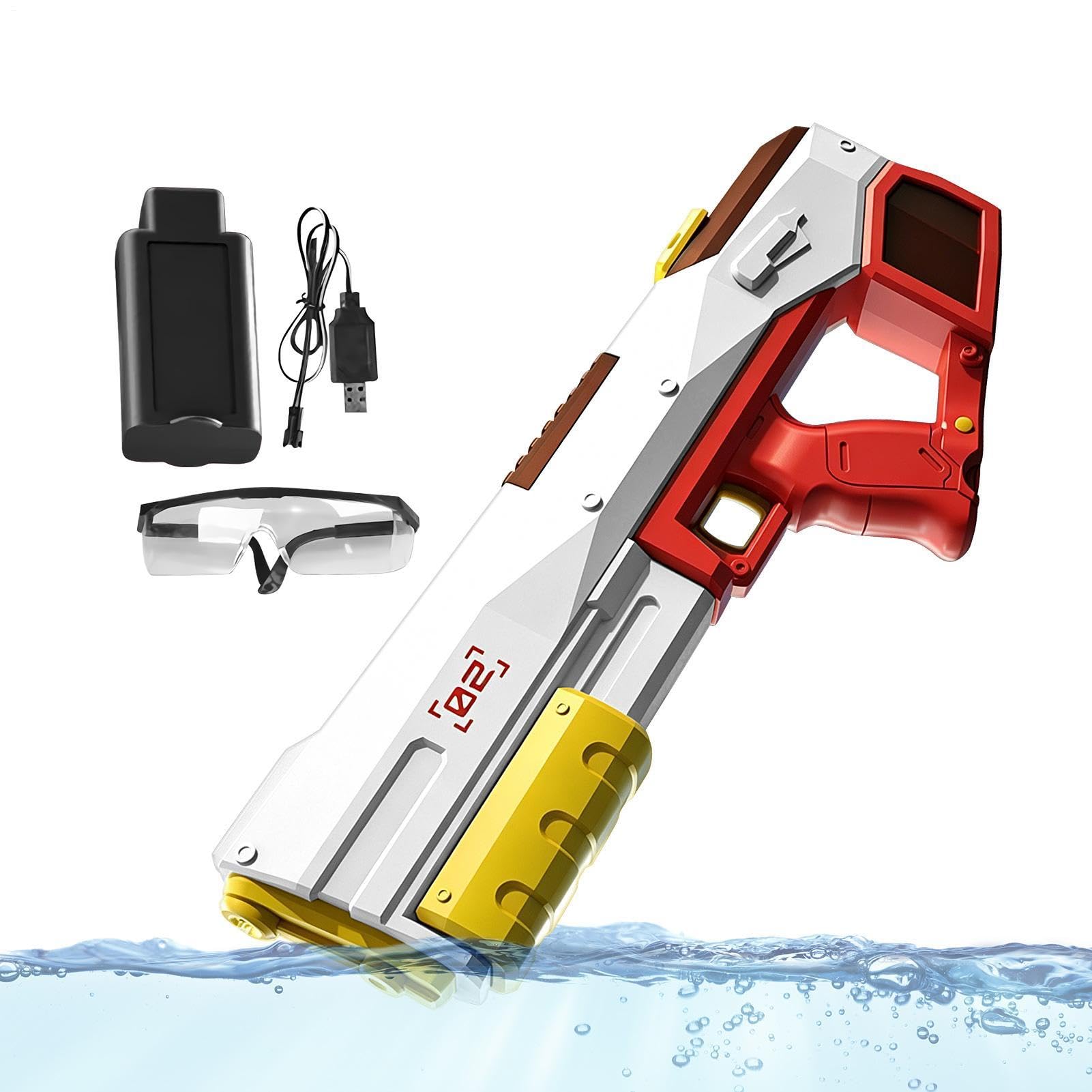 Pistola de Agua Gran Capacidad Eléctrica de Largo Alcance | Rociador de Agua Automático para Niños para Patio Trasero, Playa, Piscina, Viajes, Vacaciones, Parque, Césped, Camping,