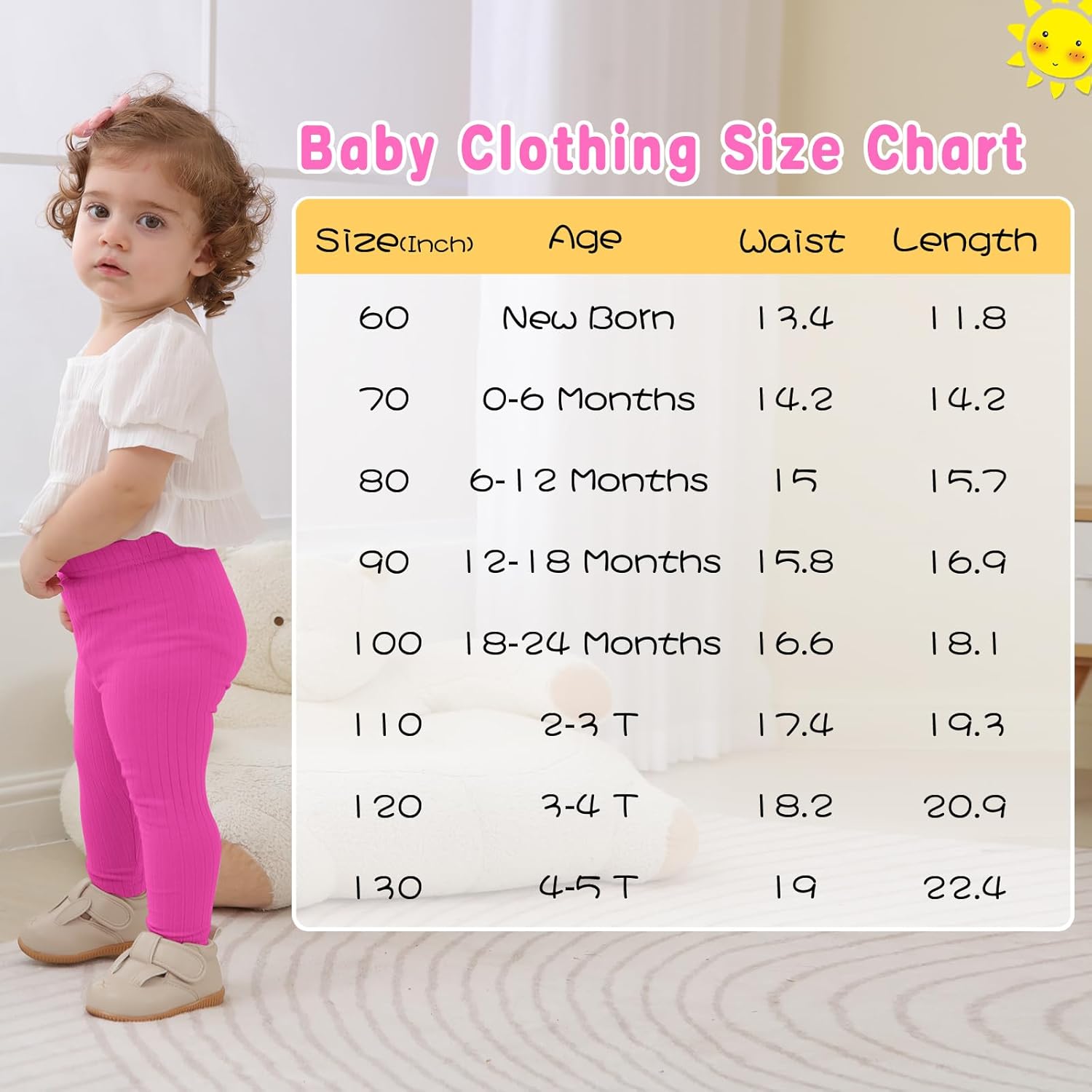 Newborn Toddler Baby Girl Pants Leggings Ribbed Straight Flare Infant Girl Pants Leggings Bell Bottoms 5 Packs - Image 6