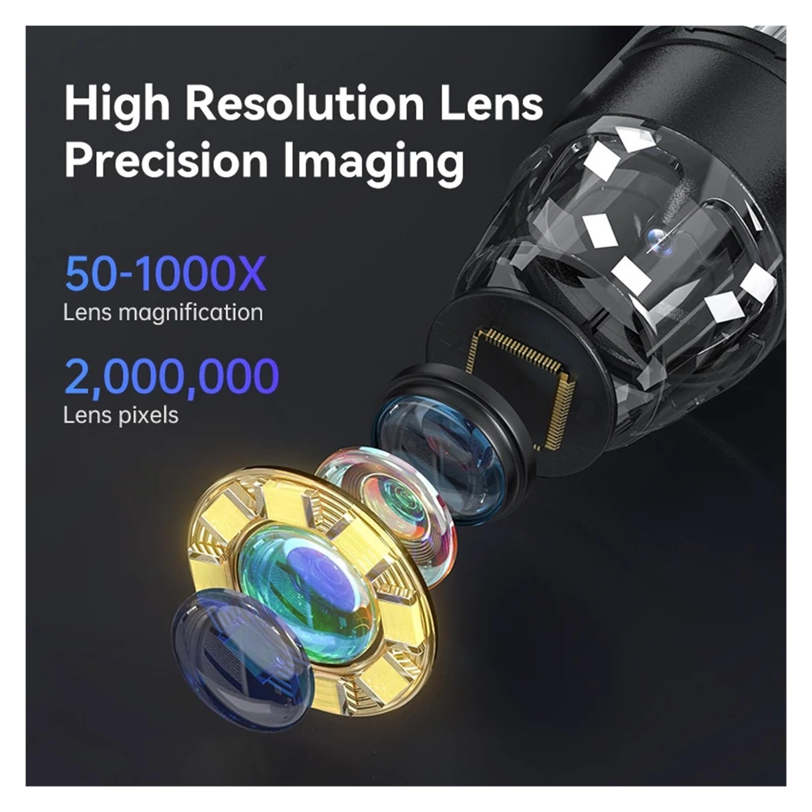 Microscopio digitale da 4,3'' 50X-1000X con memoria integrata, microscopio a moneta 1080P, ingranditore, microscopi video elettronici a 8 LED for riparazioni