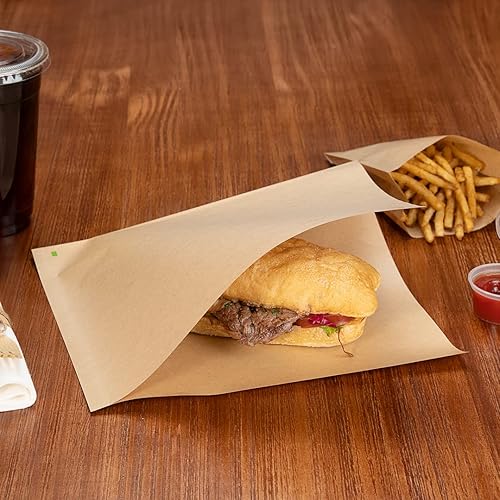 Miniatura 5 de Restaurantware Bolsa Tek Kraft Paper Big Double Open Bag - Resistente a la grasa - 10" x 9" - Caja de 100 unidades Marrón