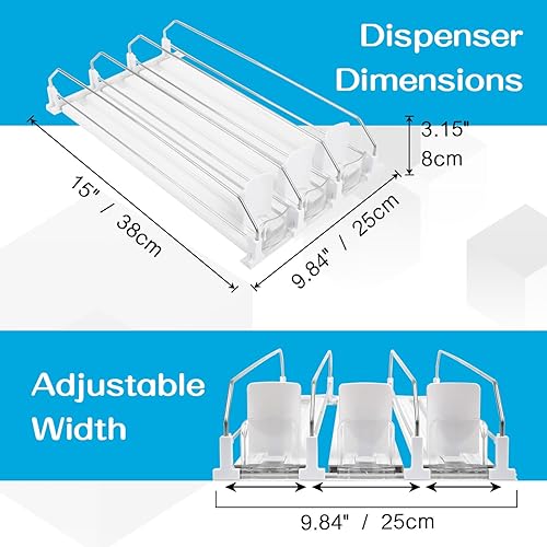 Miniatura 2 de Dispensador de latas de soda para refrigerador, deslizador automático de 3 filas, estante para botellas de refrigerador, organizador de bebidas,