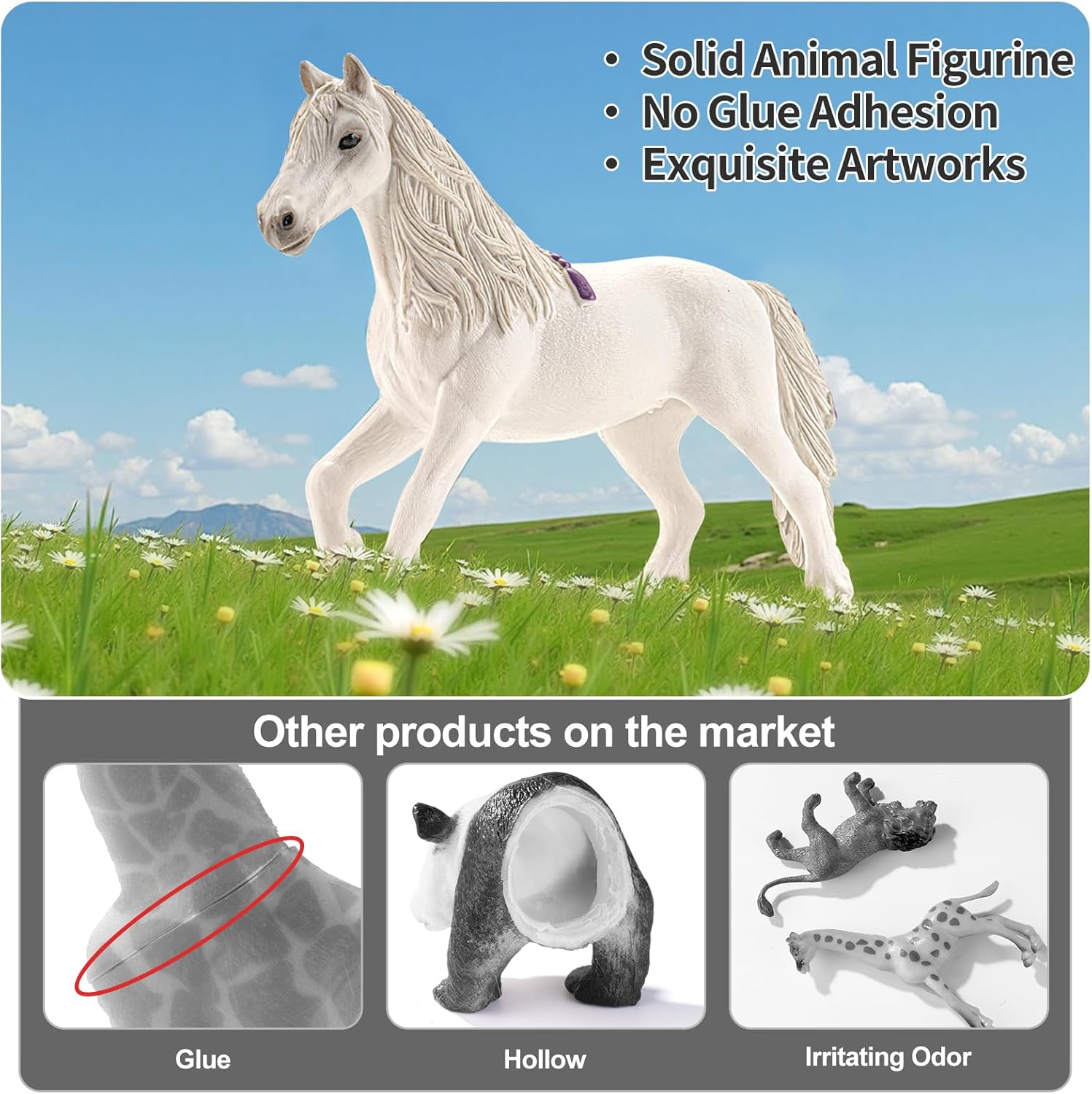 6PCS 6" Large Horse Figurines Animal Toys for Kids, Realistic Plastic Farm Animal Figurines Toys for Toddlers, Horse Party Favors Birthday Gift Cake Toppers for Boys Girls - Image 8