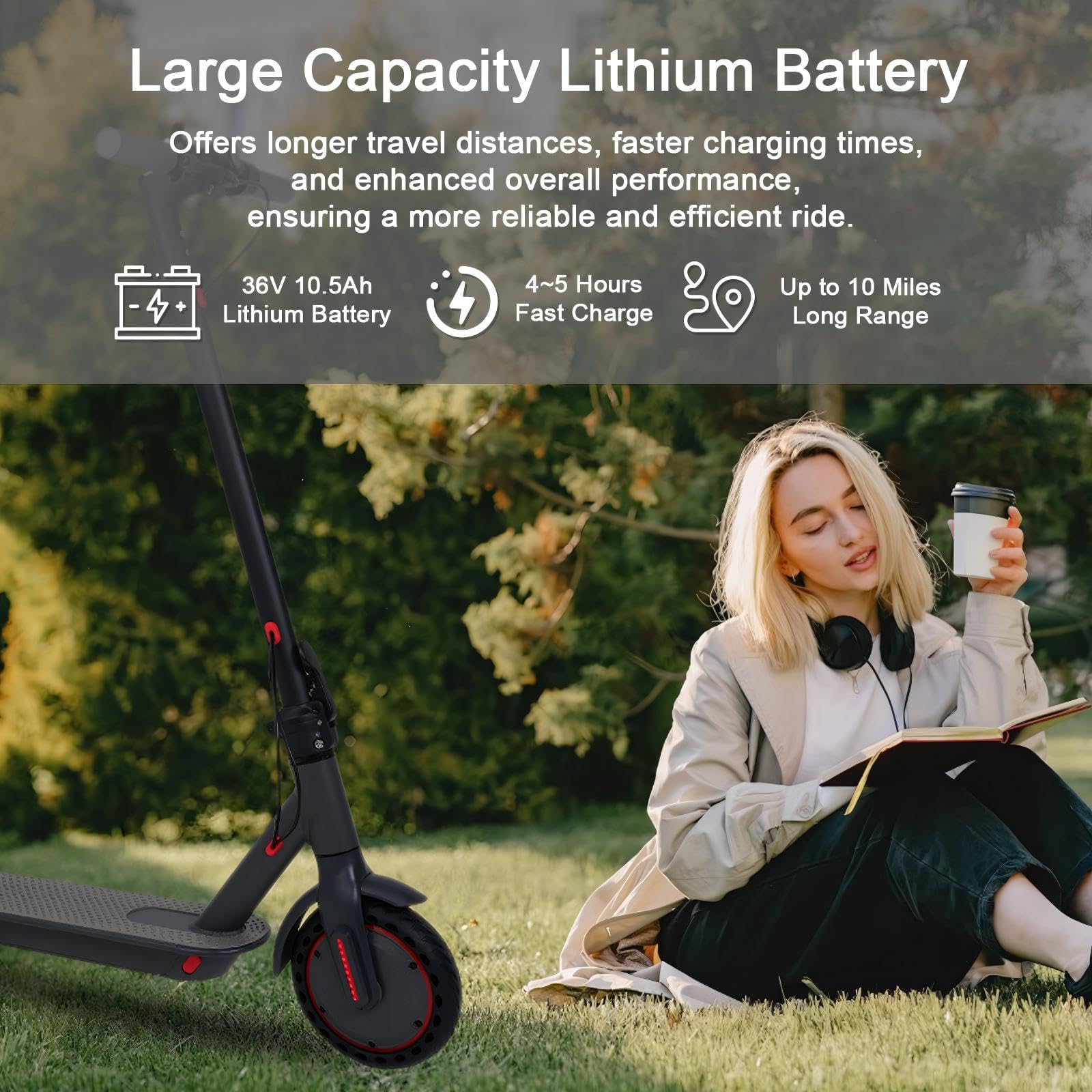 OMATAT Electric Scooter, 350W Power Motor, Up to 19 Mph, 8.5