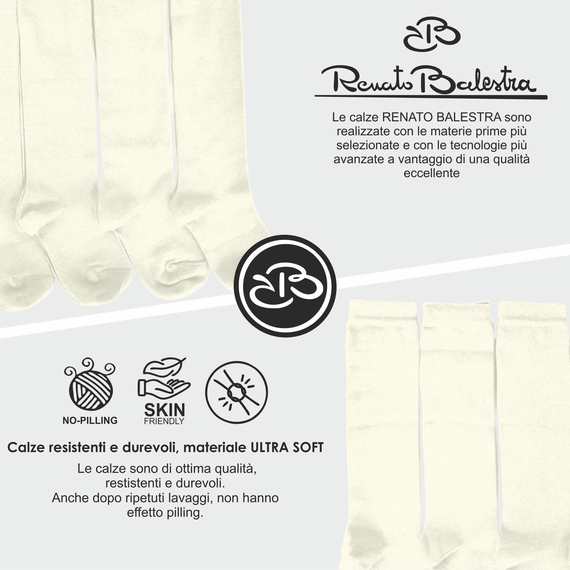 Renato Balestra 6 Paia - Calze Bambina Invernali con fantasie assortite - Made in Italy - No pilling - Punte e talloni rinforzati