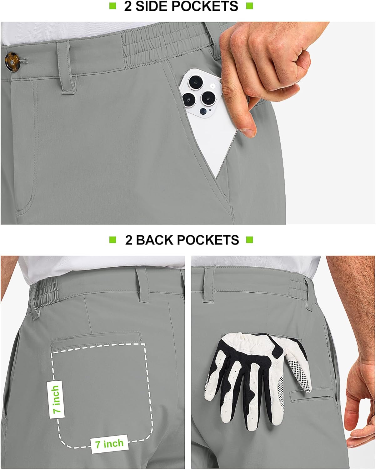 33,000ft Men's Golf Shorts 9" Dry Fit Stretch Golf Short UPF 50+ Lightweight Flat Front Golf Shorts with Pockets