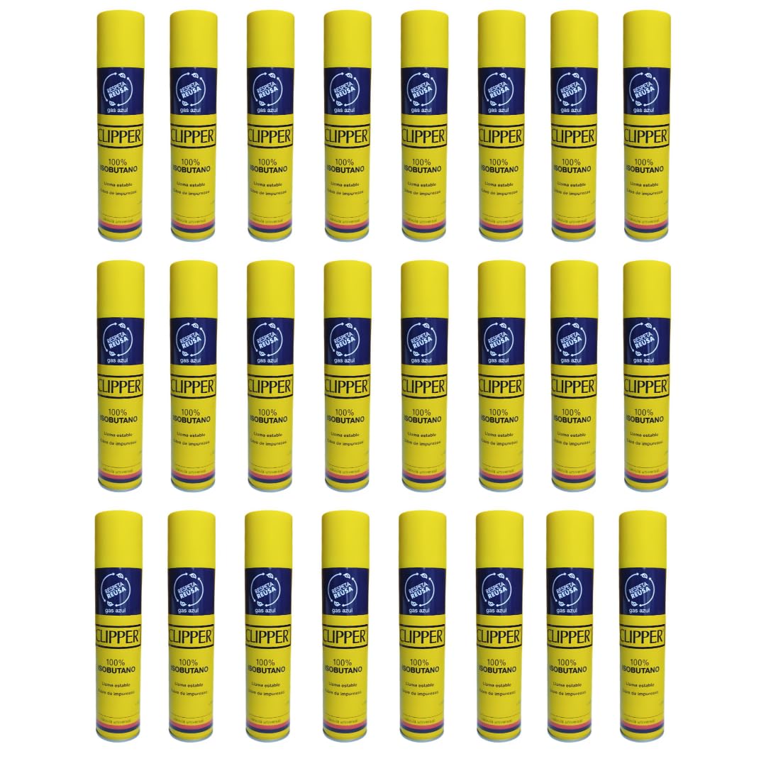 Clipper Gas Isobutano 300ml para Mecheros, Multicolor - Gas Puro y Seguro con Estabilidad de Llama y Baja Contaminación (24)
