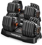 FEIERDUN Adjustable Dumbbell Set, 5-52.5 lb Dumbbells, 15 in 1, Quick Adjust Weight Set with Non-slip Handles and Tray, Dumbbells for Home Gym Exercise Strength Training, Unisex | Smart click technology for quick change, non-slip grip, good for home,