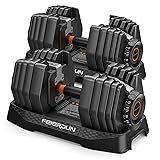FEIERDUN DB1 QuickDial Adjustable Dumbbell Set, 15-in-1 Adjustable Weights with Storage Box & App, 105lb/52.5lb Quick Change for Drop Set, Superset & HIIT Home Gym, Non-Slip Handles, 3-year Aftersale Service 52.5LB Pair