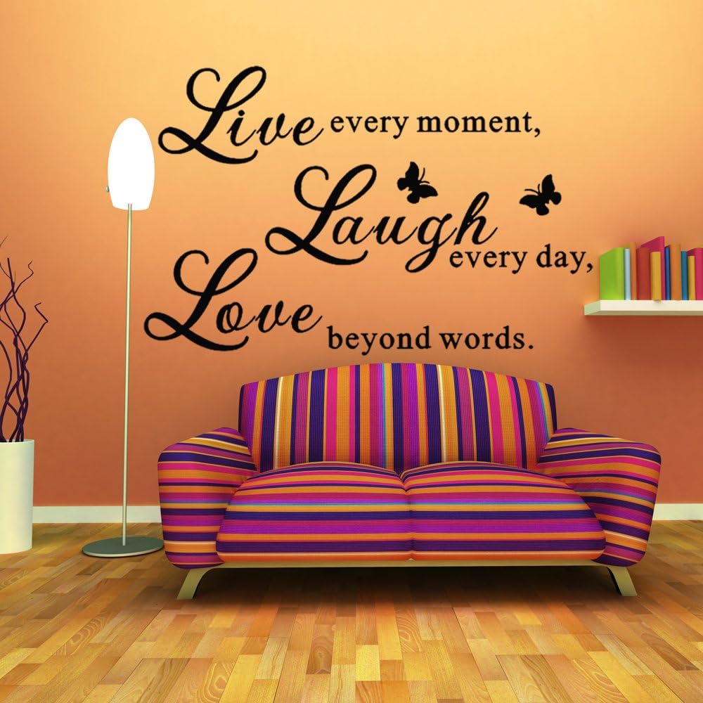 DigTour WallArt Live Love Laugh - Wall Decals Art Mural Quote Lettering Living Room Stickers (White, Medium)