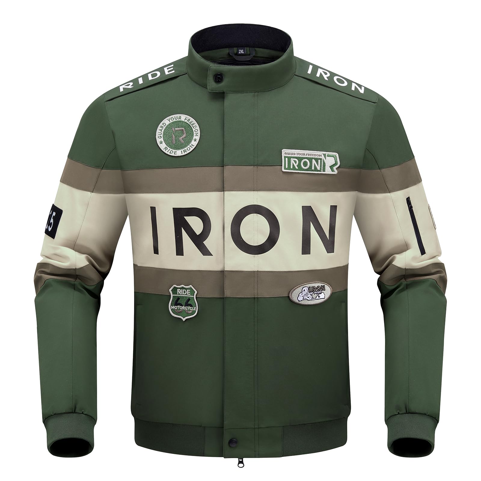 RIDEIRON Motorradjacke Herren mit Protektoren CE – Textil Biker Jacke mit Thermofutter, Stickerei Design, Winddicht Atmungsaktiv, Touring Motorrad Jacke für Frühling Herbst Winter M-XXL
