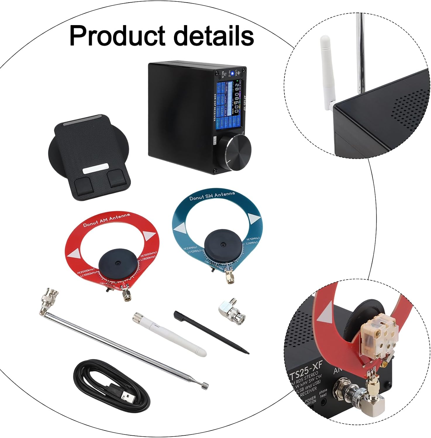 ATS25-XF Shortwave Radio Receiver, Si4732-A10 Upgraded V4.2 Full-Band Decoder Receiver with Bracket 2 Donut Antenna, CW, FT8, RTTY, FM LW AM SSB RDS DSP, PSK, Hell Decoding Function