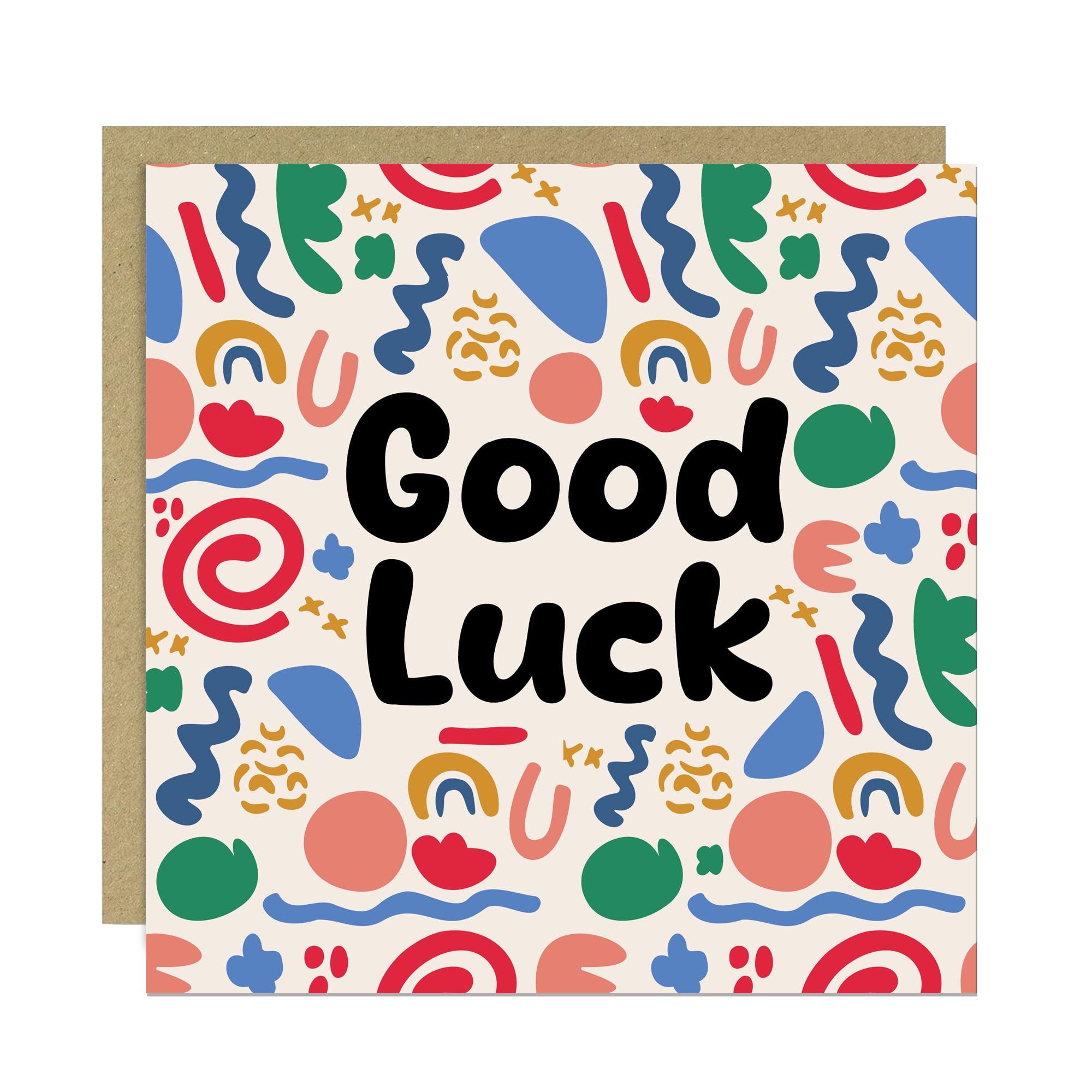 Good Luck Card for Exams New Job Driving Test, Premium Greeting Card with Envelope, Motivational Encouragement Card, GCSE Results, A Level Results (Good Luck Colourful Multi)