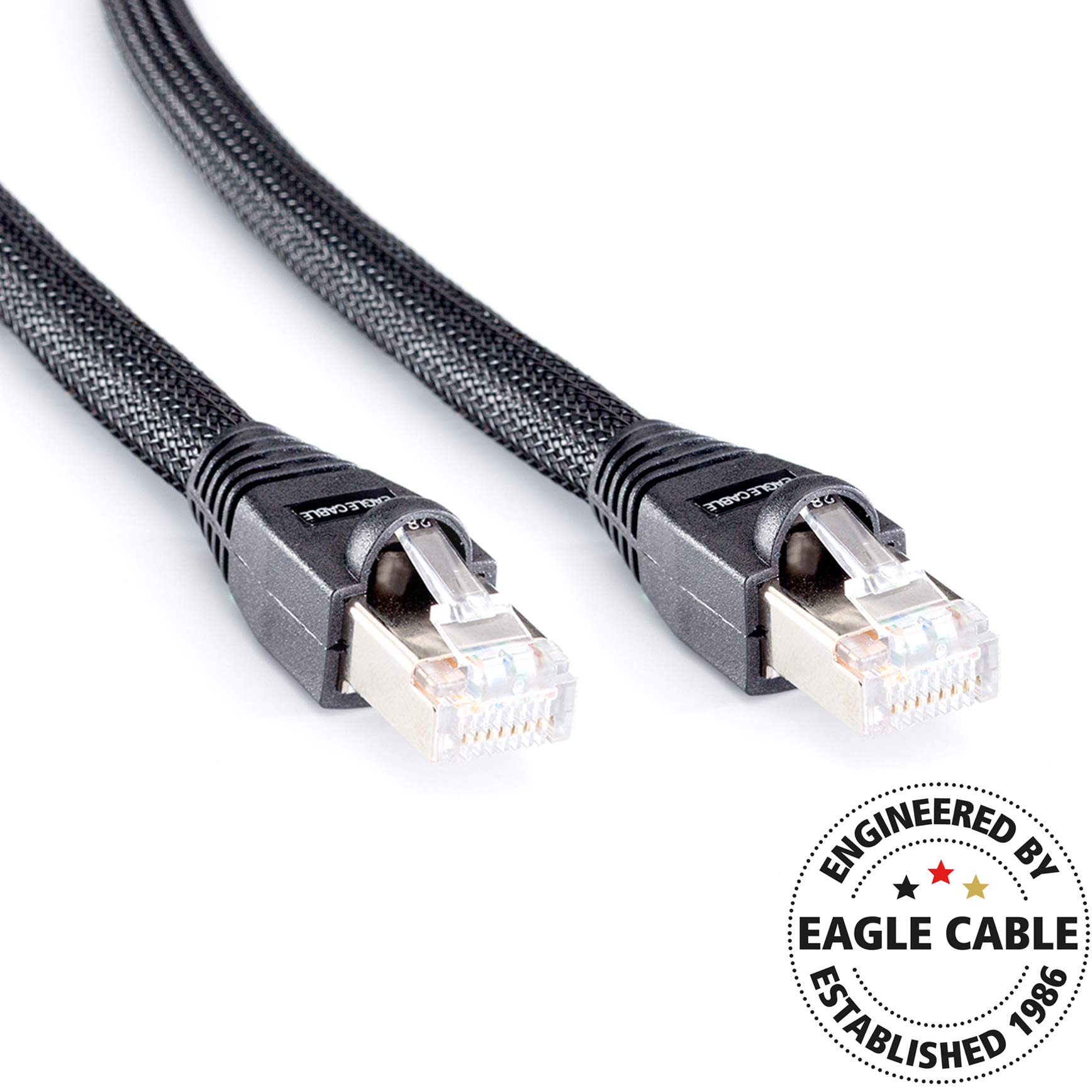 Eagle Cable by INAKUSTIK – 10065000 – Cable de red Deluxe CAT6 | Cable LAN para transmisión de audio HD y vídeo HD | 100 m en negro | apantallamiento doble – Conductor de datos grueso (AWG 24) –