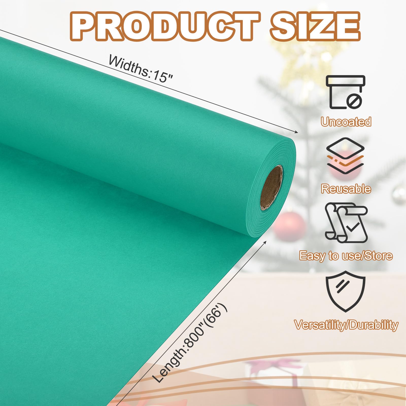PATIKIL Wrapping Paper, 15" x 800"(66') 70 GSM Craft Paper Roll Kraft Packing Paper for Poster Bulletin Board Gift Wrapping - Image 2
