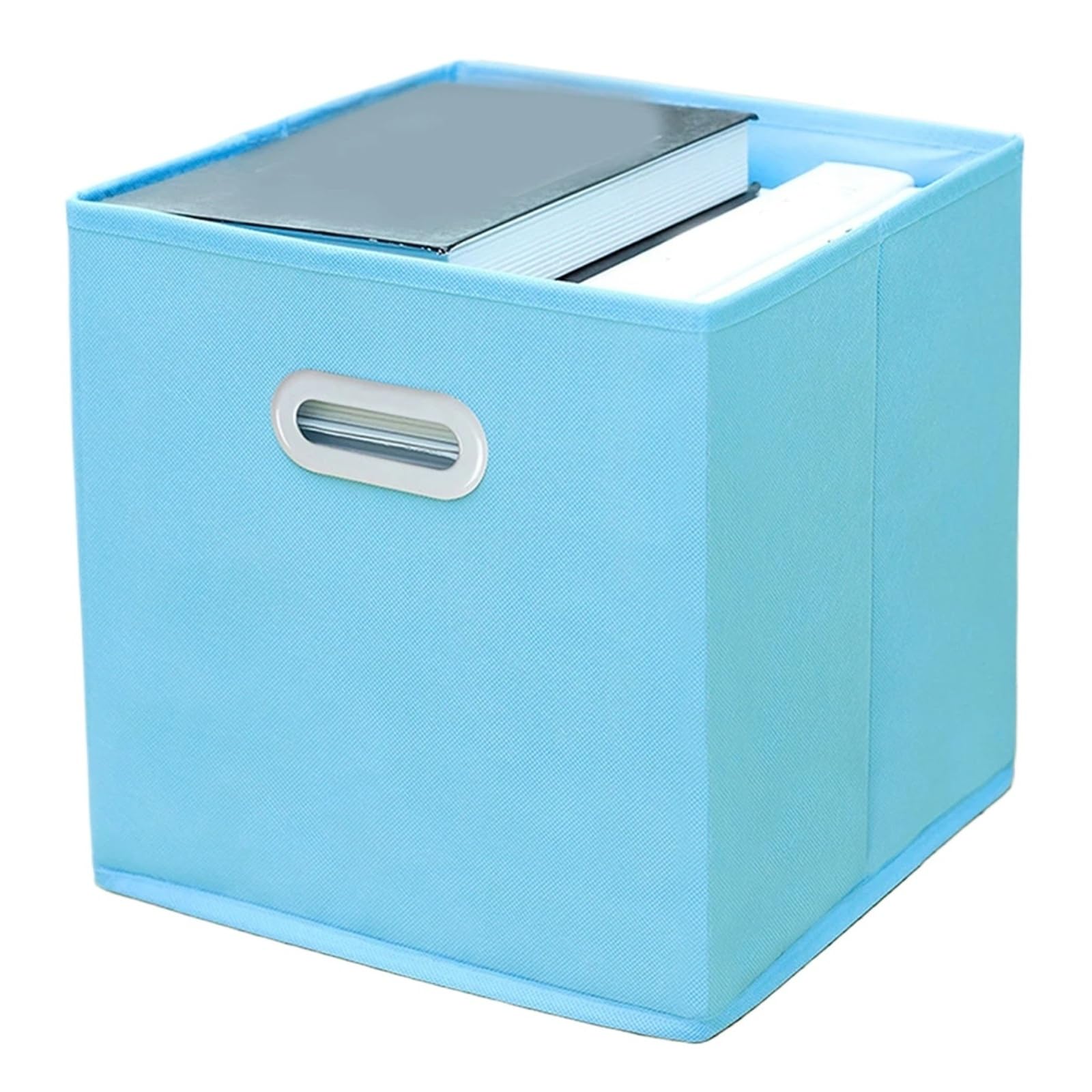 MFESFCS Canvas Storage Boxes Fabric Cloth Storage Box For Book Clothes Sundries Foldable Closet Drawer Bins Basket(Blue)