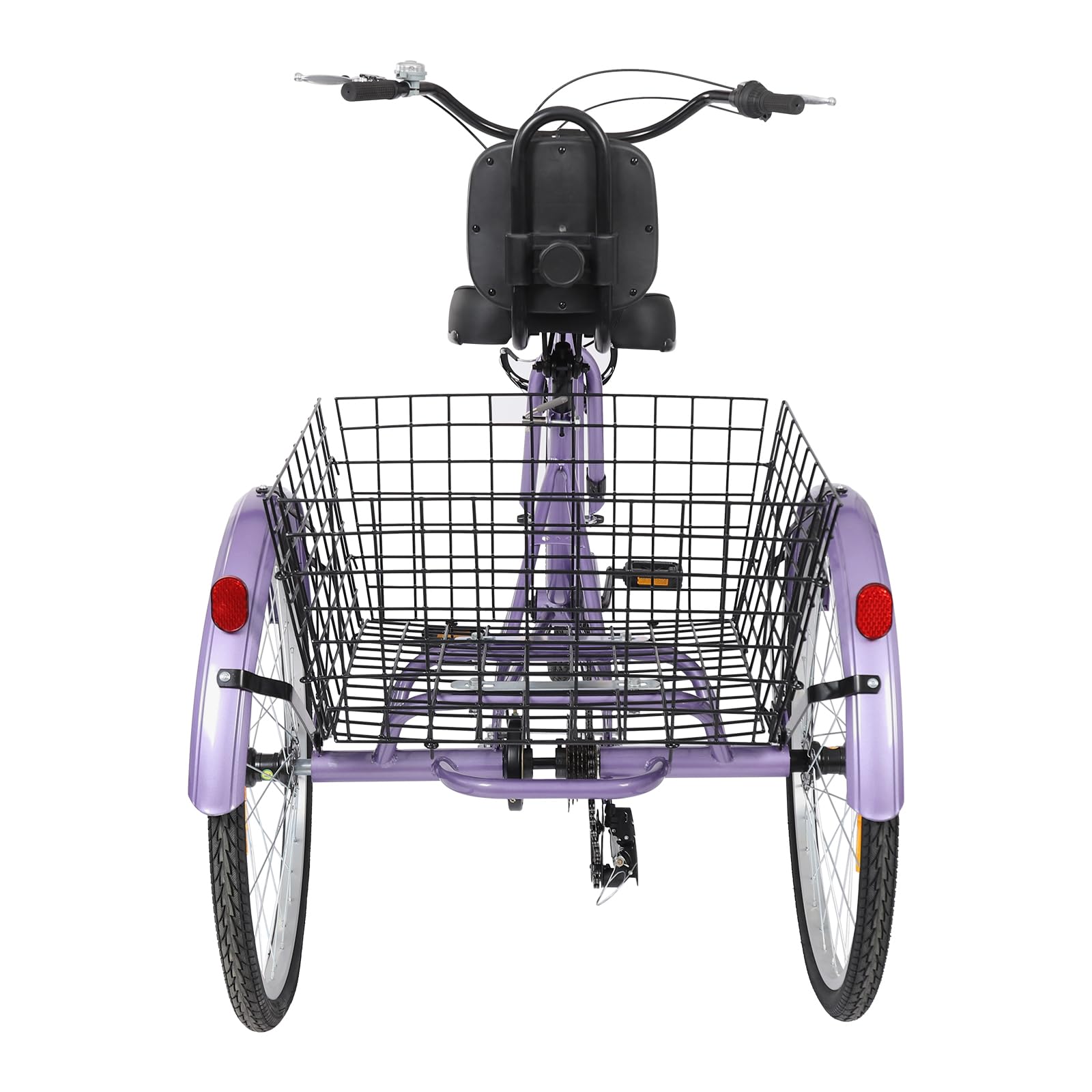 Triciclo de 7 velocidades para adultos,Triciclo adulto,Triciclo de 24 pulgadas,Asiento ajustable,7 velocidades Ricycle con respaldo y cesta de compras y cerradura,Freno delantero en V, freno de