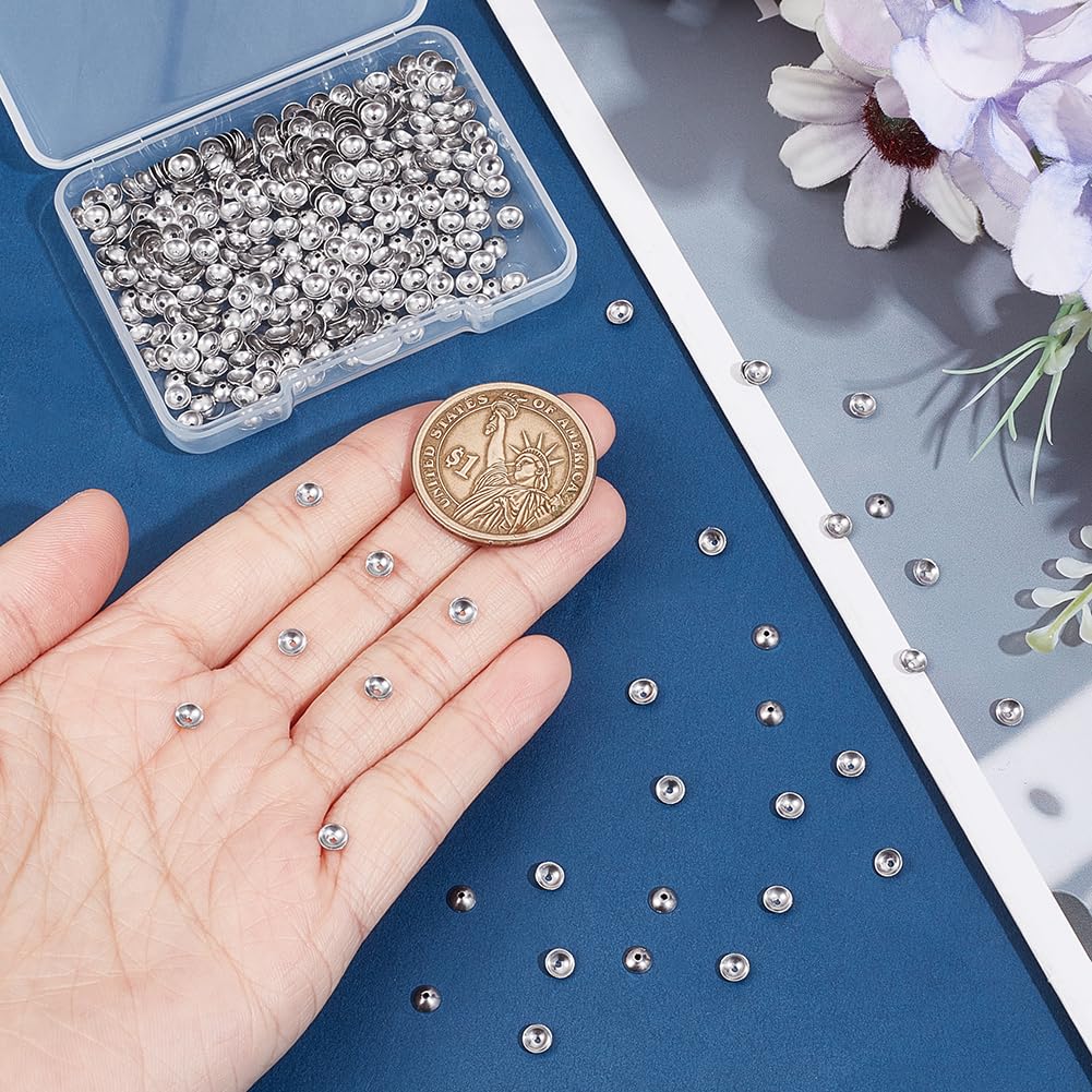 UNICRAFTALE 400pcs Stainless Steel Bead Caps - 4mm Ends Spacer Caps for Bali Style Jewelry Making, Silver - Image 4