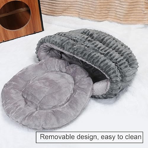 Miniatura 4 de Cama pequeña para perros y gatos, con manta con capucha, semicerrada, cómoda, suave, cálida, extraíble, fácil de limpiar, para mascotas