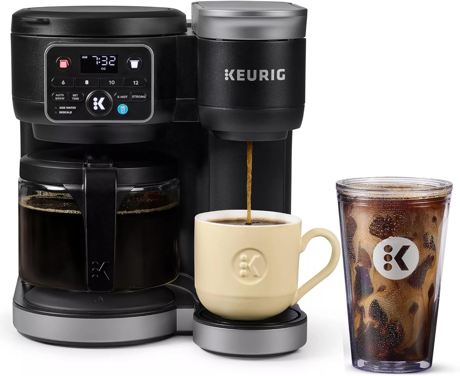 Keurig KD5600 K-Duo Hot & Iced Single Serve & Carafe Coffee Maker, 72oz Reservoir, MultiStream Technology (Gen 2), Black (Renewed)