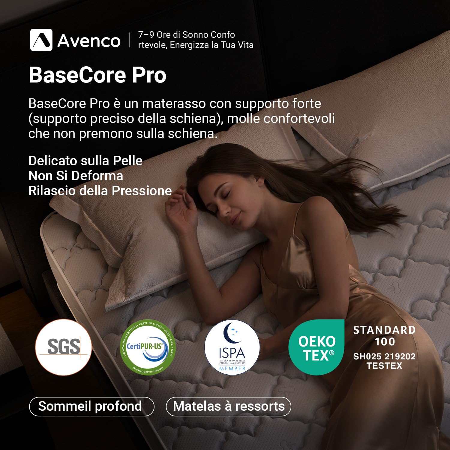 Avenco Materasso 140x190, Materasso Matrimoniale Molle Insacchettate Supporto Personalizzato Mediamente Solido, Isolamento del Movimento, Nessun Rumore Migliorare il Sonno, solido