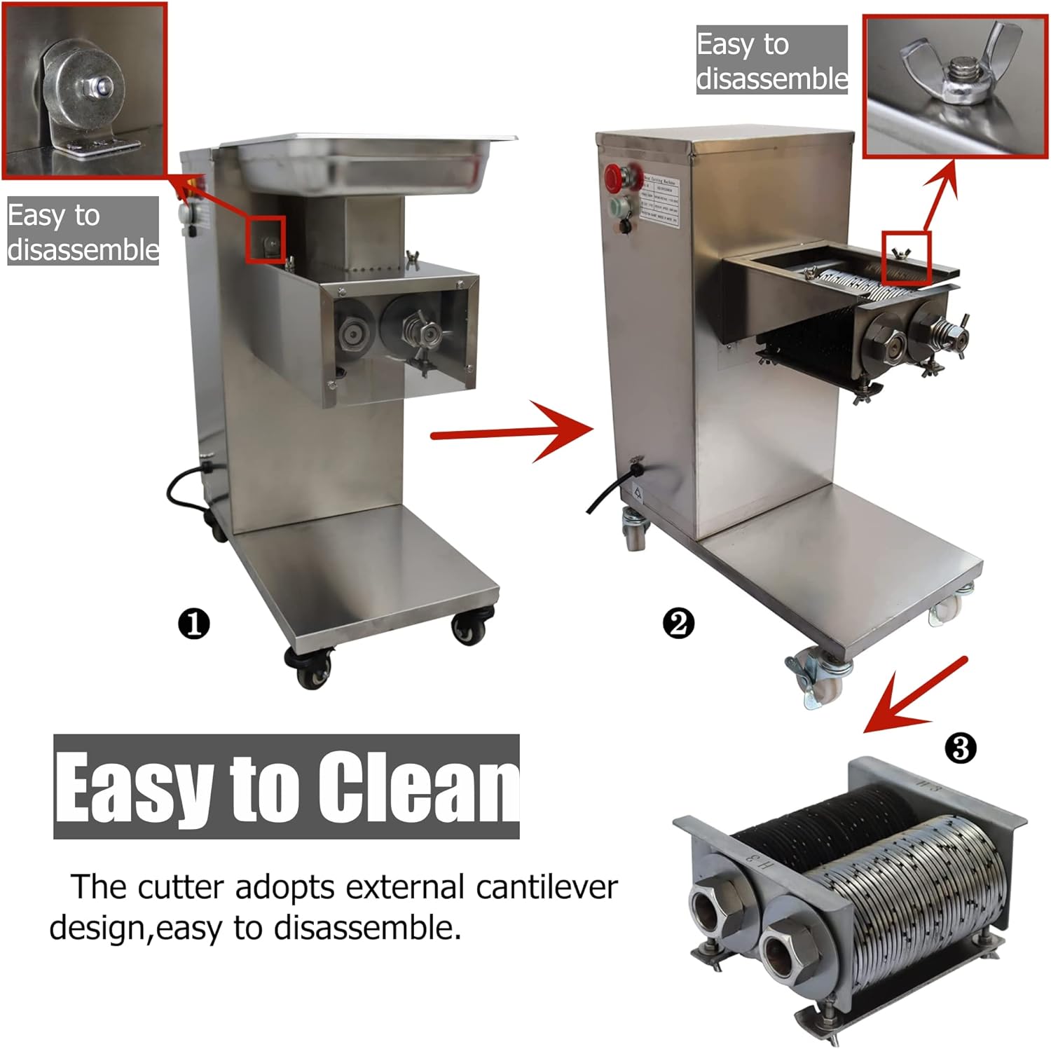 QE Meat Cutting Machine Meat Cutter Meat Slicer Stainless Steel Electric Steak Cut (Body without Blade)