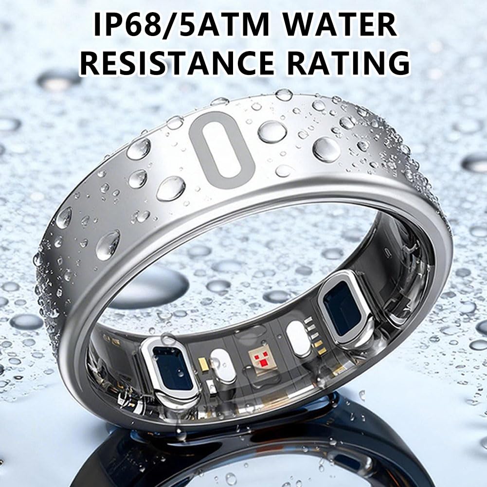 Anello Smart, Anello Smart Uomo Smart Ring Donna Anello Intelligente Smart Ring Misura Pressione Sanguigna Silver 7#