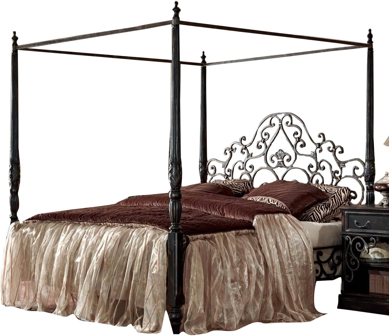 83.5" by 87.5" by 65" Sorrento Metal Poster Bed, King/California King