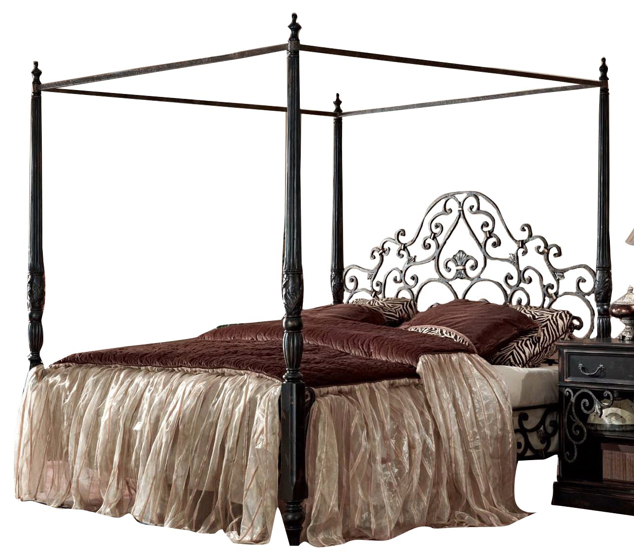 83.5" by 87.5" by 65" Sorrento Metal Poster Bed, King/California King