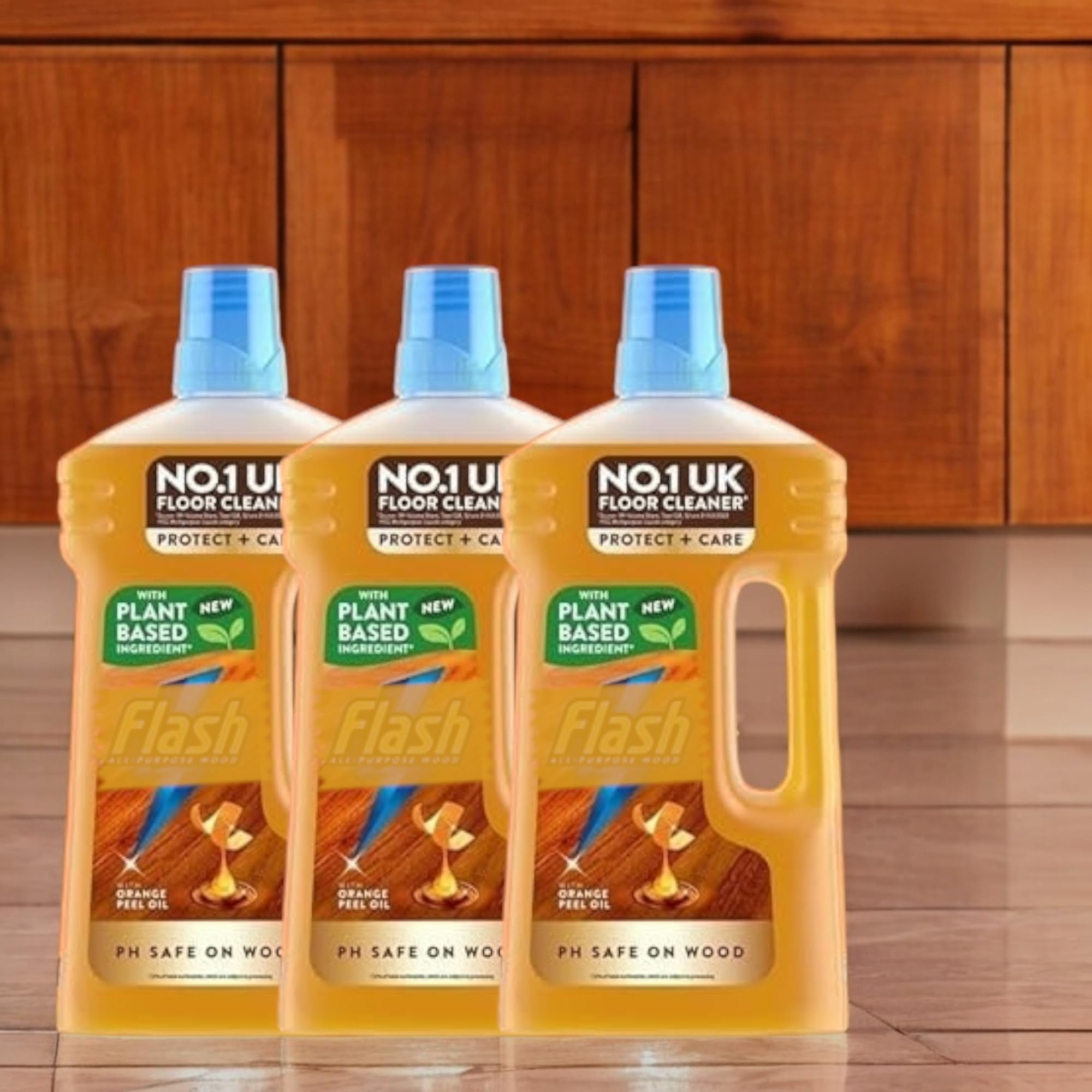 3 x 1000ml Liquid Delicate Wood Multi Surface All-Purpose Wood Surface Cleaner with Orange Peel Oil- PH Safe on wooden floors & Best shine ever