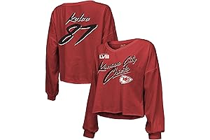 Women's 2023 Super Bowl LVIII Name & Number Script Off-Shoulder Long Sleeve T-Shirt