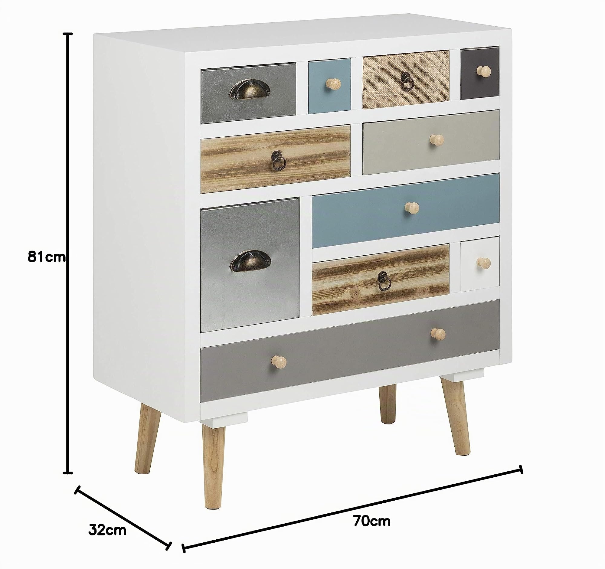 AC Design Furniture Suwen Cassettiera, Alt: 81 x L: 70 x P: 32 cm, Multicolore, Legno, 1 pz