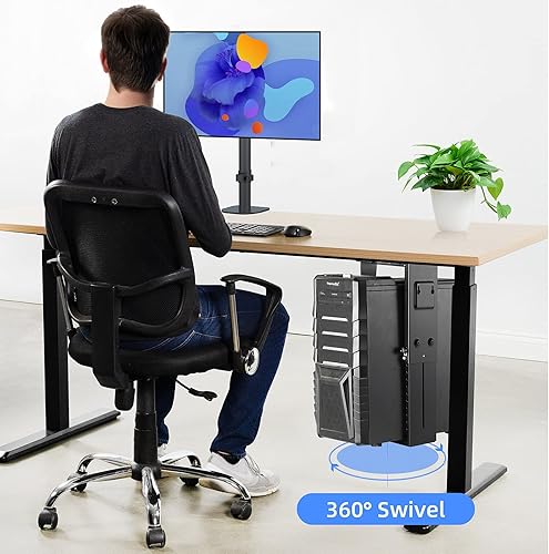 Miniatura 2 de Pholiten Soporte para CPU debajo del escritorio, soporte de pared universal para PC debajo del escritorio, soporte de escritorio ajustable para CPU