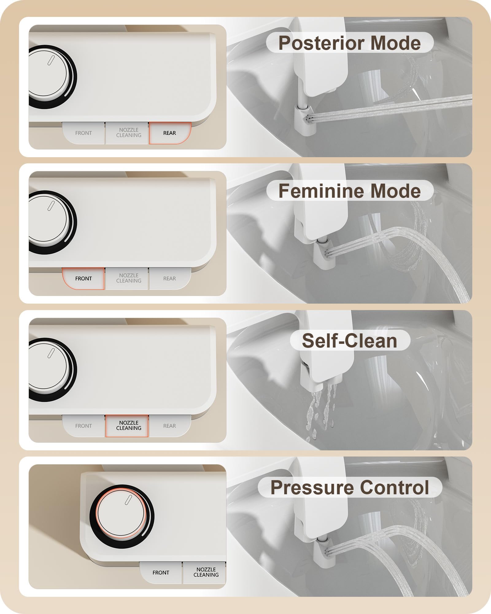 Ultra-Slim Bidet Attachment for Toilet Dual Nozzles Feminine Rear Wash Bidet Toilet Seat Attachment Non Electric Self Cleaning — view 3