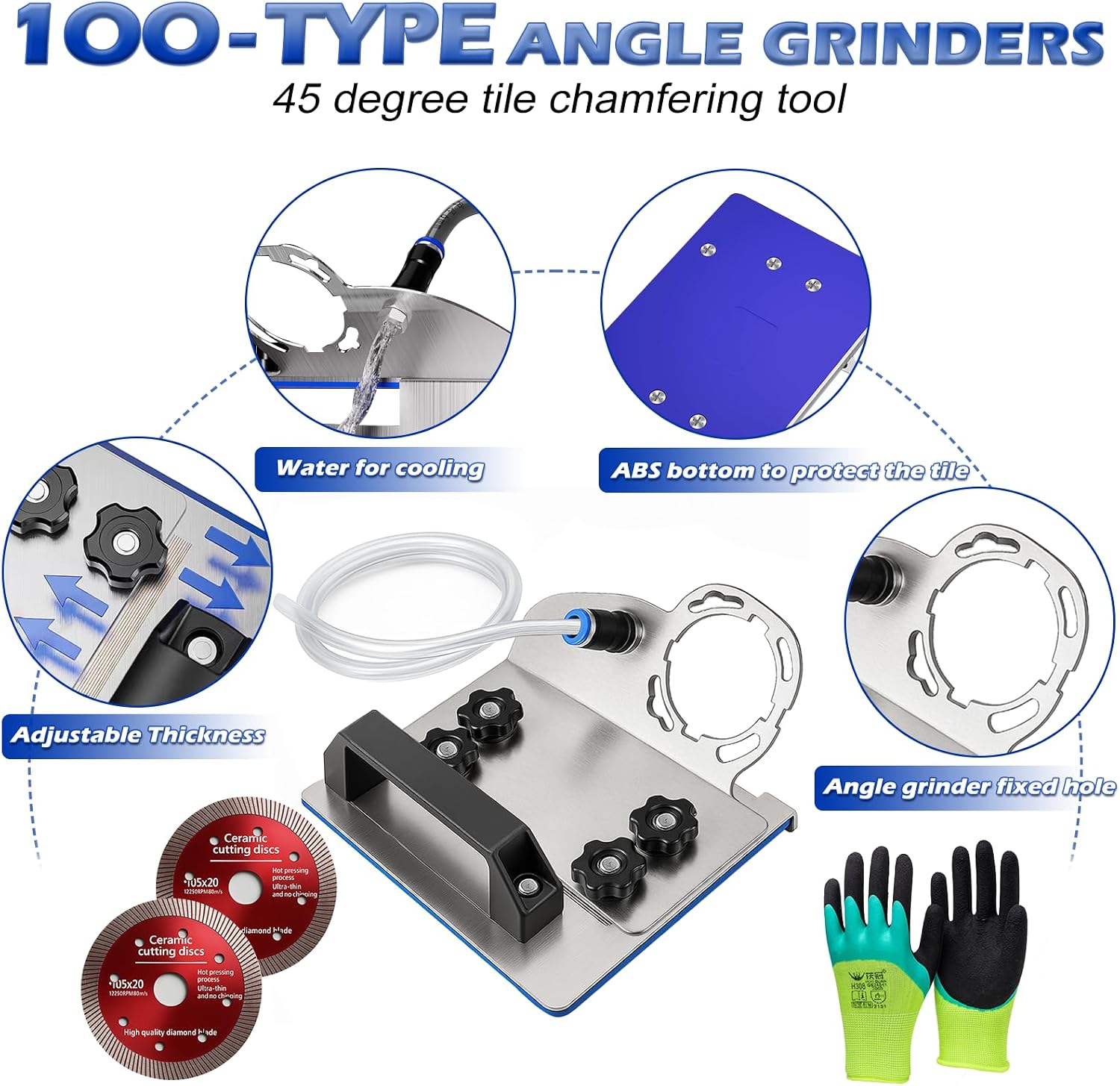 Angle Grinder Stand for Tile 45° Chamfer Cutting Tool, Saw Blade Kit | 45 Degree Special Cutting Bracket for 100-Type Angle Grinders, Ensuring Smooth Operation, Construction Tile Tools Accessories