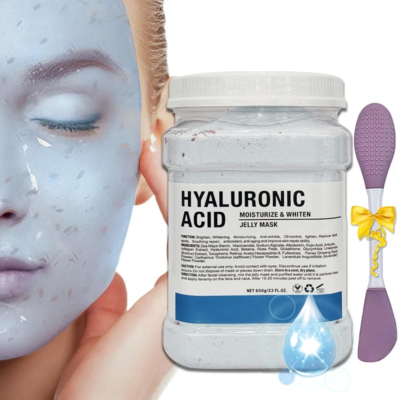 Máscara facial em pó Ouhans com ácido hialurônico e pincel de silicone, 23 fl oz
