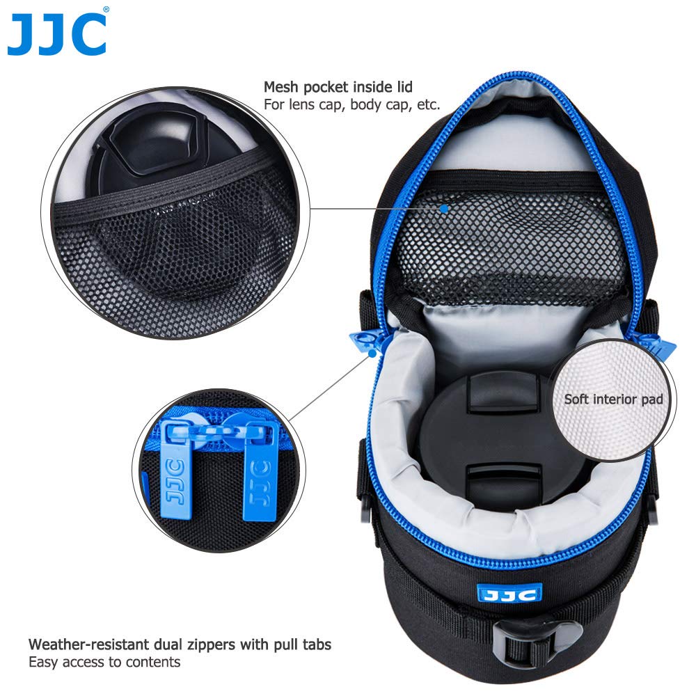 JJC Impermeabile Sacchetto per Lenti Deluxe con Tracolla Misura il Diametro Dell'obiettivo e l'altezza Inferiore a 80 x 155mm (3.1 x 6.1”) (Vedi Descrizione per la Compatibilità)