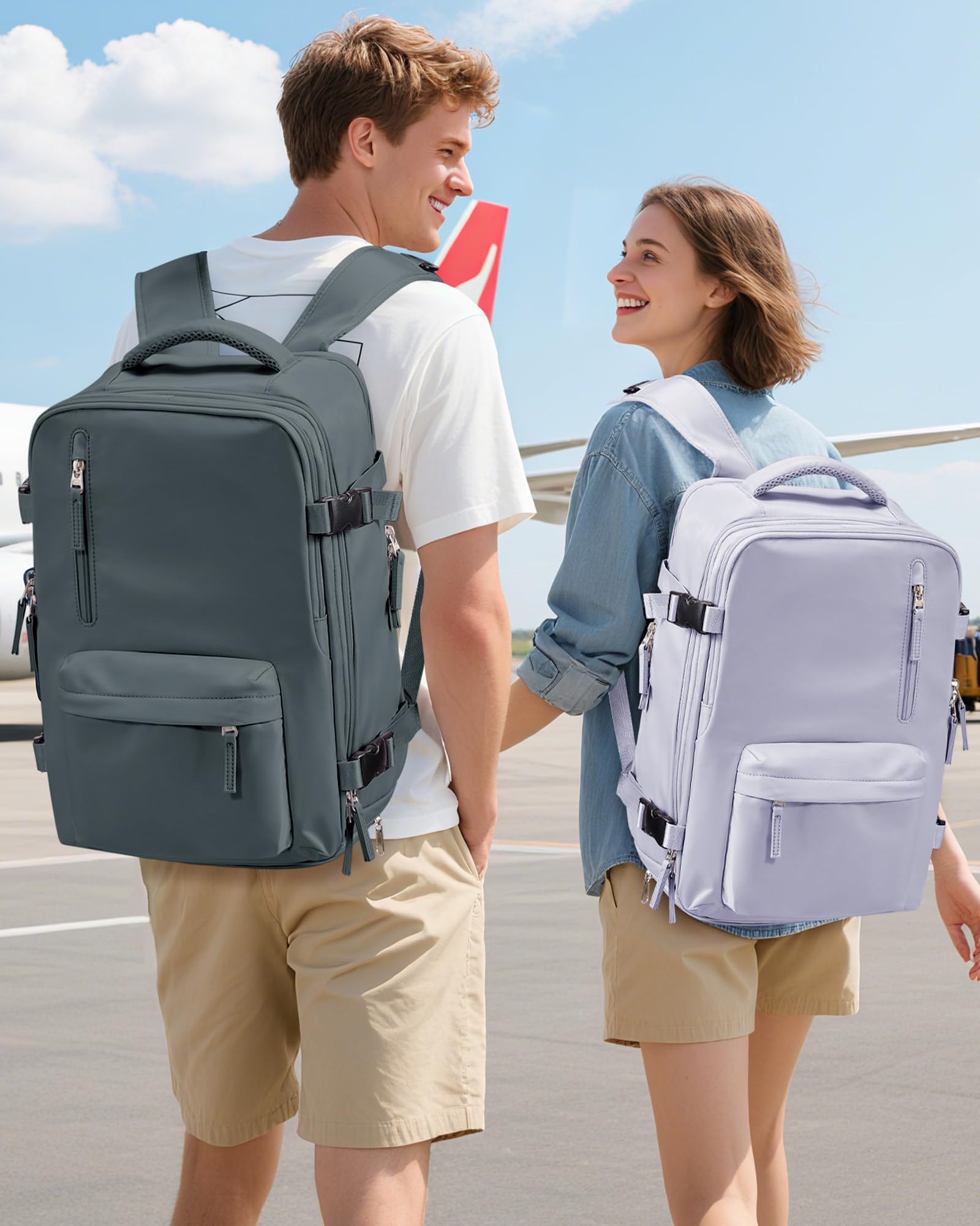 SZLX Zaino Ryanair 40x30x20 Sottovuoto con pompa Zaino Ryanair 40x20x25 Sottovuoto Bagaglio a Mano 40x30x20 Wizzair Zaino da Viaggio 45x36x20 Easyjet Donna Zaino Casual Laptop 14 Pollici Impermeabile