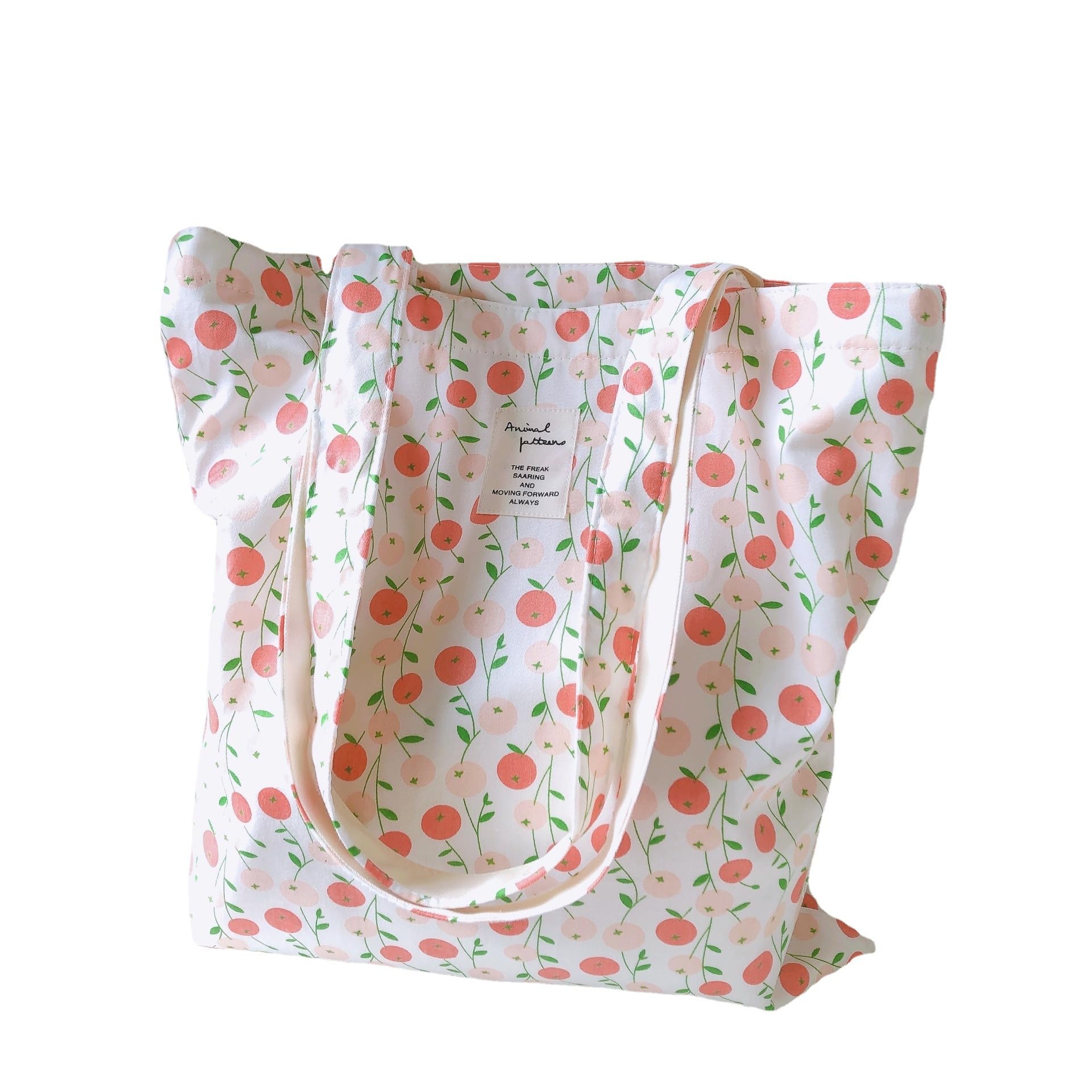 Kehpish Cotton Canvas Tote Bag Reusable Soft Grocery Cloth Bag Floral Shoulder Bag for Beach Travel Shopping