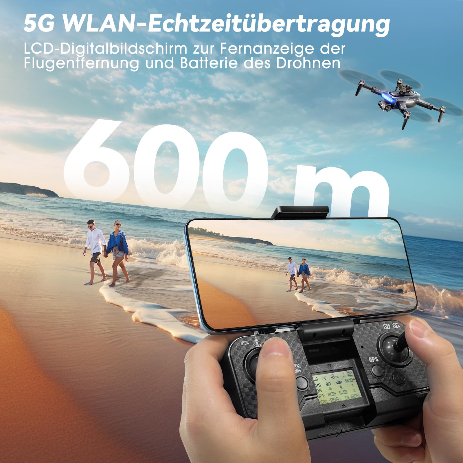P17 GPS Drohne mit Kamera 4K für Erwachsene, bürstenloser Motor, 54 Min Flugzeit mit 3 Akkus, unter 249g C0, 5G Übertragung, Follow Me, Infrarot-Hindernisvermeidung, faltbar (Schwarz)