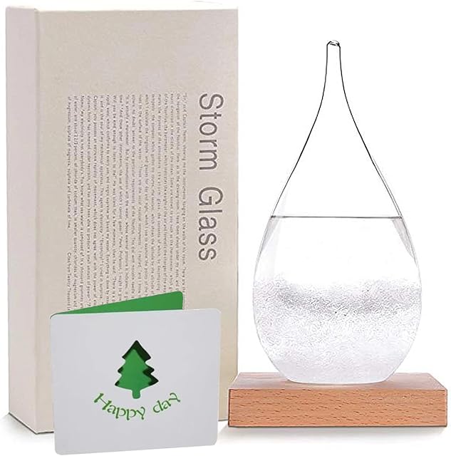 Christmas Decorations Gift Storm Glass Weather Forecaster Decorative Barometer Glass Weather Predicting Globe Water Drop Storm Glass Weather Station Indoor Desktop Decoration Small Size Xmas Gift